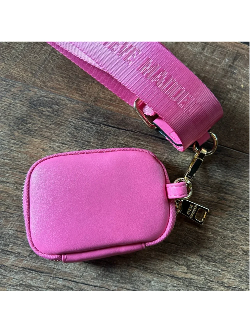 Women's Steve Madden Pink Logo Strap with Detachable adjustable￼Pouch Summer